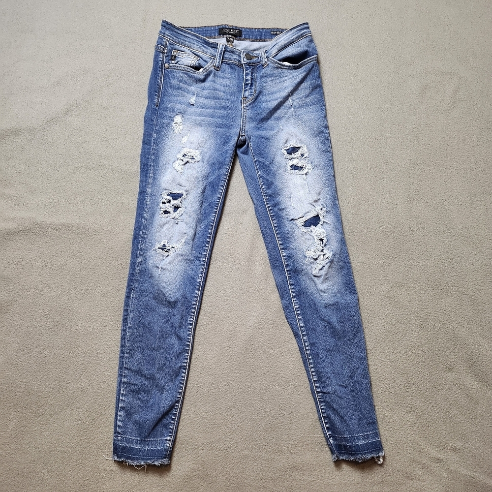 Judy Blue Distressed Blue Skinny Jeans Women's Jeans Sz 28 / 7